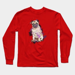 PUG Dog Street Drawing Style Long Sleeve T-Shirt